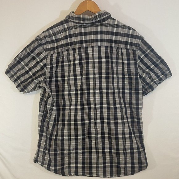Carhartt Men’s Plaid Short‎ Sleeve Black/Gray Size Large Button Front Shirt - Picture 5 of 5